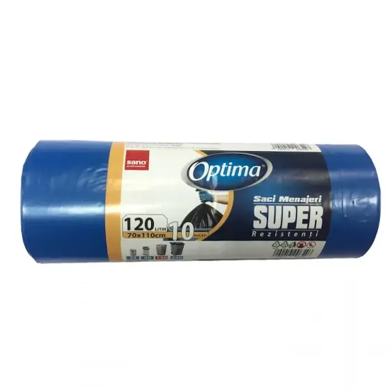 Saci menajeri albastri Sano Optima Super, 120 L, 70x110 cm, 10 buc Ofertă specială