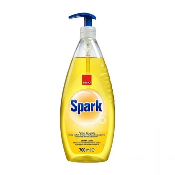 Detergent vase cu pompita Sano Spark Lamaie, 700 ml Reducere de preț