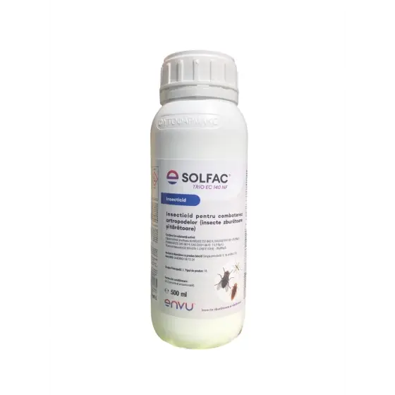 Ofertă exclusivă Insecticid Solfac Trio 140 EC, destinat combaterii mustelor, tantarilor si gandacilor de bucatarie, 500 ml