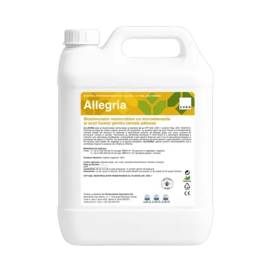 Ingrasamant foliar lichid cu microelemente si acizi humici pentru cereale paioase (grau, orz, triticale, orzoaica, ovaz, secara) Allegria, 100 litri Ieftin