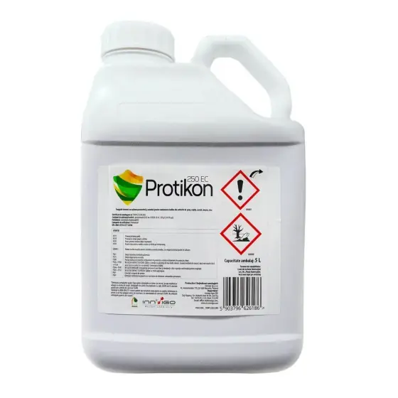 Fungicid sistemic cu actiune preventiva si curativa pentru combaterea bolilor din culturile de grau, rapita, secara, mustar si mac, Protikon 250 EC, 5 l Mai ieftin