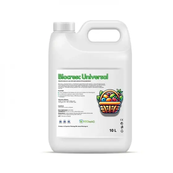 Ofertă Biostimulator organic lichid pentru toate tipurile de culturi vegetale Biocresc Universal, 10 litri
