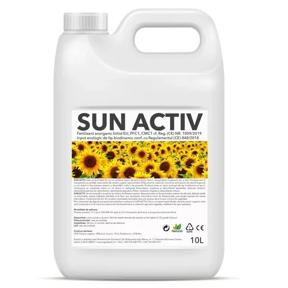 Fertilizant anorganic lichid special pentru cultura de floarea soarelui, SUN ACTIV, bidon 10 litri Cel mai vândut