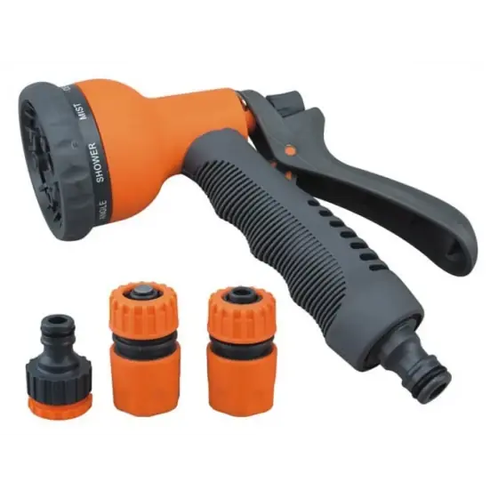 Set Pistol Pentru Udat 8 Functii + Conectori Furtun (Plastic) Preferatul clienților