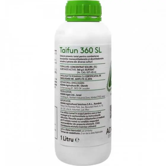 Erbicid total Taifun 360 SL, 1 litru - glifosat (360 g/l) Promoție