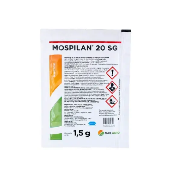 Super ofertă Insecticid sistemic afide, musculita alba, tripsi Mospilan 20 SG, 1.5 grame - Acetamiprid - 200 g/litru