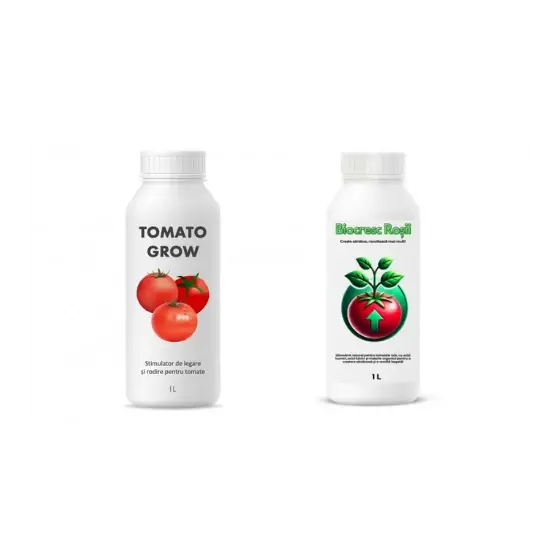 Pachet tratament si nutritie tomate/rosii, Stimulator de legare si rodire pentru tomate Tomato Grow, 1 l + Biocresc Rosii, 1 l Preț redus