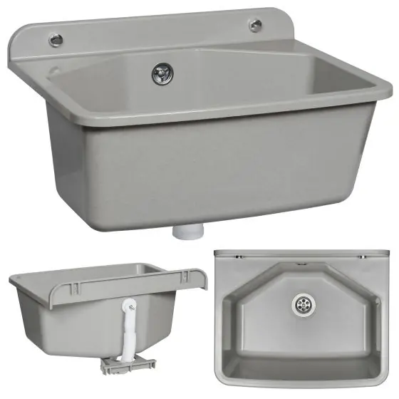 Preferatul clienților Chiuveta Poliester O Cuva 37/46 Cm Gri Montaj Pe Perete/Blat, Ferro