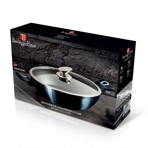 Cratiță joasă cu capac, 24 cm, Metallic Line Aquamarine Edition - BH/6165 Cel mai vândut