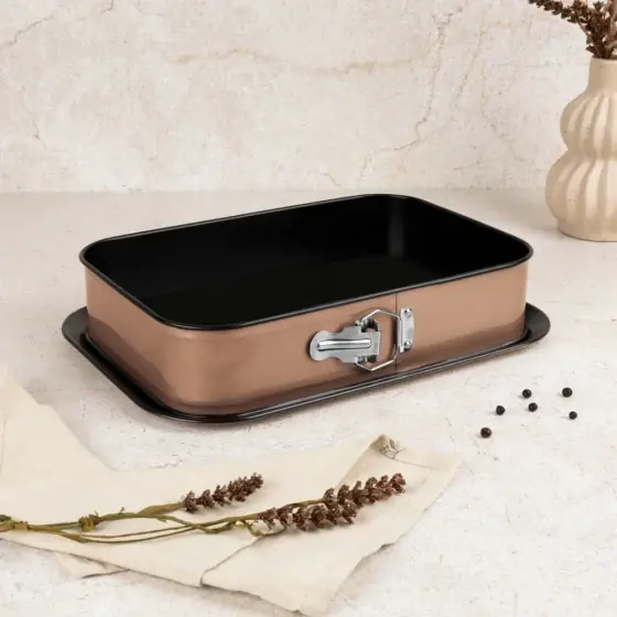 Tavă dreptunghiulară cu inel detașabil, 39*27 cm, rose gold - BH/6474AN Preferatul clienților
