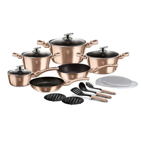Ultima șansă Set vase de gătit 18 piese, Metallic Line Rose Gold Edition - BH/7034