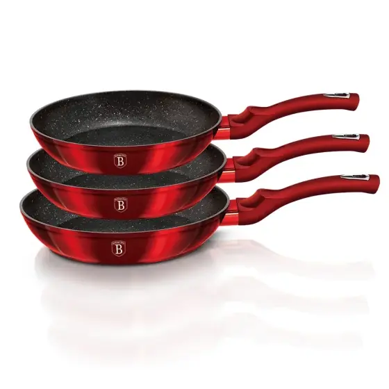 Retur gratuit Set 3 piese tigăi, Metallic Line Burgundy Edition - BH/1288NF