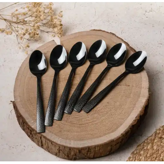 Ofertă de sezon Set tacâmuri 24 piese, oglindă, negru - BH/3081
