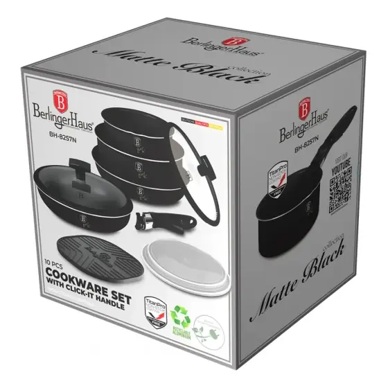 Disponibil imediat Set vase de gătit 9 piese, colecția Matte Black - BH/8257