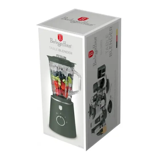 Preț promoțional Blender de masă cu borcan din STICLĂ de 1,5 L, 1000 W, verde mat - BH/9823