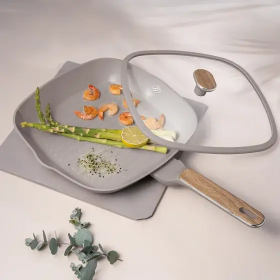 Tigaie grill cu capac, 28 cm, Taupe Nordic Collection - BH/8336 Retur ușor