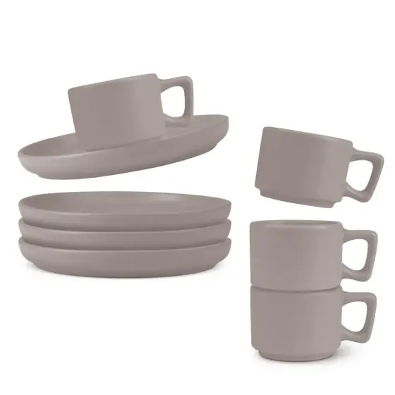 Reduceri Set 4+4 pahare espresso, taupe mat - BH/10016