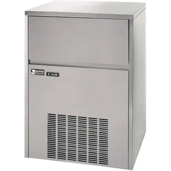 Masina cuburi de gheata, Master Frost & Hendi, otel inoxidabil, 66 kg/24 h, cub forma de clopotel, cu gauri hexagonale / 18 gr, 230 V/720 W, 600x580x(H)840 mm Reducere extra