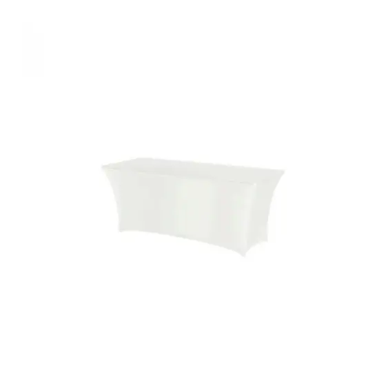 Reducere extra Fata de masa tip husa, alba pentru masa dreptunghiulara, Hendi, 1500x760x(H)730mm, 90% micro poliester / 10% elastan
