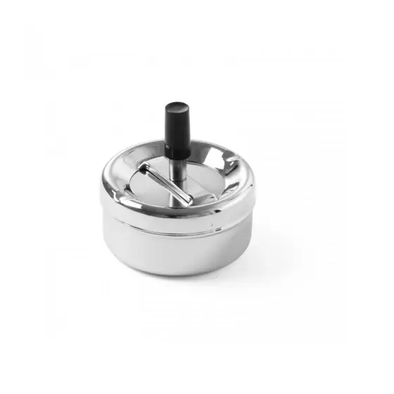 Retur gratuit Scrumiera cu buton pentru golire, Hendi, cromata, diametru 90 mm x 45 mm (H)