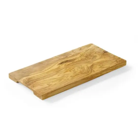 Tocator dreptunghiular cu manere canelate, Hendi, lemn de maslin, 250x150x(H)18 mm Expediere rapidă