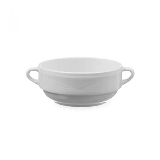 Bol supa - 120 mm diametru, cu manere laterale, portelan alb, gama Hendi SATURN Reduceri