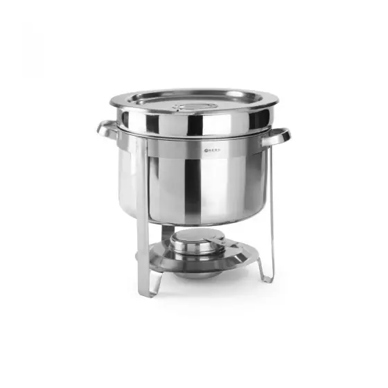 Chafing dish rotund pentru supa, 8 lt, inox, cu capac, 37x(H)32.5 cm, Hendi Ofertă specială