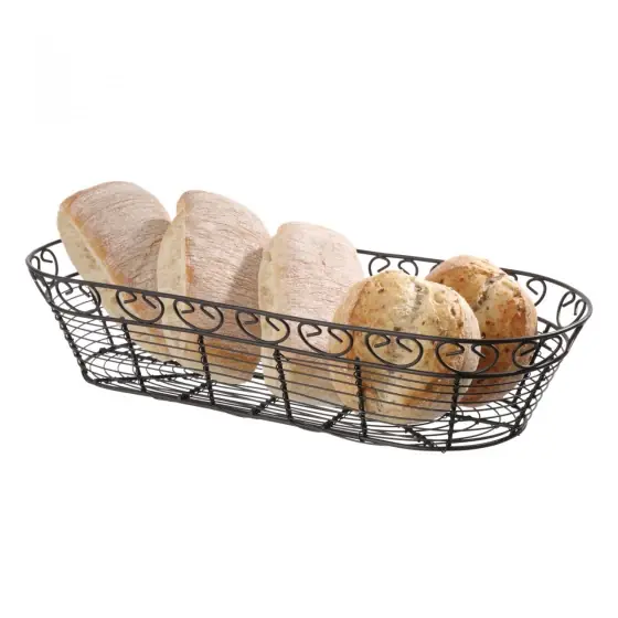 Cos oval pentru servire Hendi cu margine decorativa, metal, 385x160x(H)80mm Ieftin