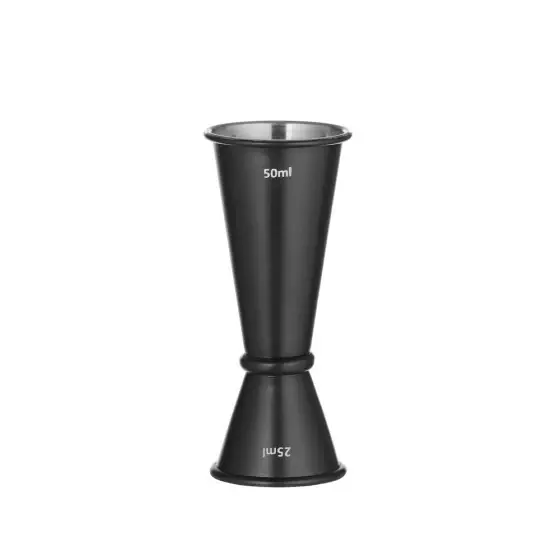Plată sigură Pahar masaura negru Hendi, inox, 2 parti 25ml si 50ml, dimensiuni: ø45x(H)110mm