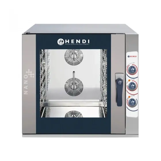Cumpărături sigure Cuptor convectie cu umidificare, HENDI NANO, capacitate 7 tavi x GN 1/1, 2 elemente incalzire, 2 ventilatoare, termostat reglabil, 50-260 gr C, timer 0 - 120 min, 10800 W, 920x834x(H)859 mm