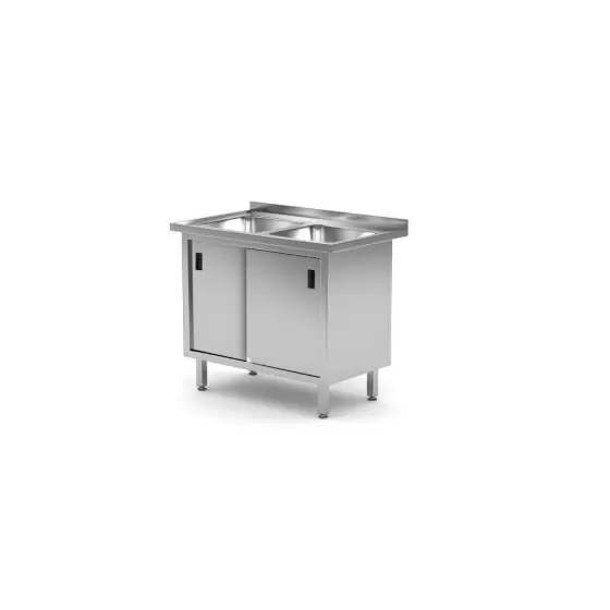 Spalator cu doua cuve din otel ioxidabil cu dulap inchis, Hendi, Profi Line, 1000x600x(H)850mm Discount