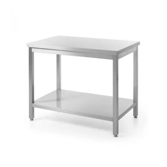 Noutate Masa de lucru profesionala, Hendi din inox AISI 430, centrala cu polita, 1400x600x(H)850 mm