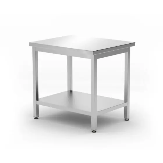Masa de lucru centrala din otel inoxidabil cu raft, Hendi, Buget Line, 800x600x850mm Lichidare de stoc