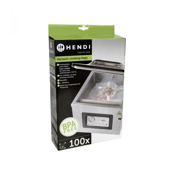 Set 100 pungi vacuum netede pentru gatit 300x400 mm, Hendi, ideale pentru gatit in sistem Sous-vide, 2 straturi, 75 microni, filtru UV Retur gratuit