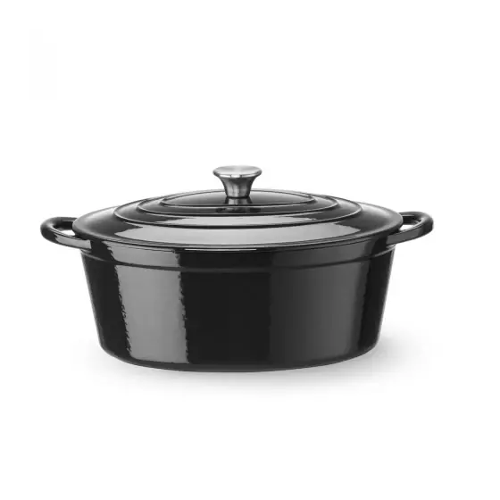 Tava din fonta emailata, HENDI, 6,88L, Negru, 405x255x(H)134mm Ofertă specială