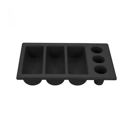 Ieftin Tava Hendi pentru tacamuri, polietilena neagra, 6 sectiuni, 530x325x(H)105 mm