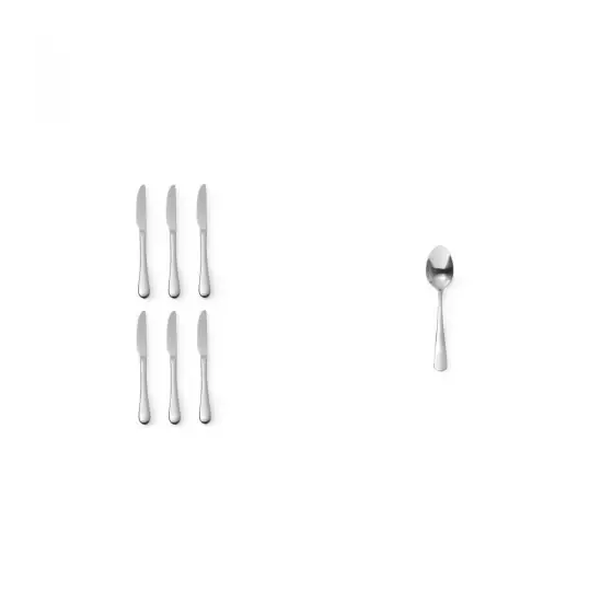 Pachet Set 6 cuțite masă + Set 12 lingurițe desert inox Ofertă