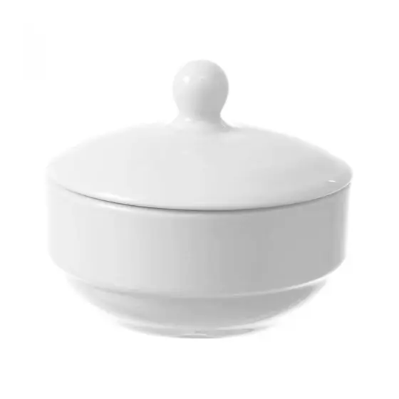 Bol zahar cu capac Fine Dine Bianco diametru 100x(H)85 mm, portelan alb Ofertă specială