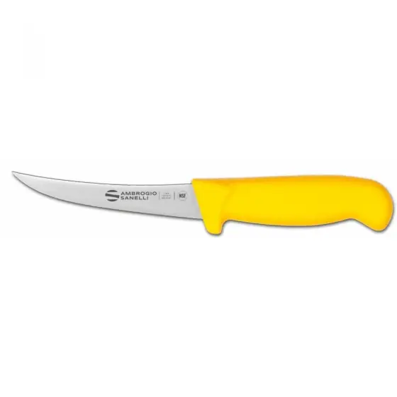 Cutit de dezosat curbat pentru carne de pasare, galben, Ambrogio Sanelli, (L)130 mm Popular