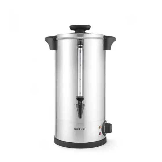 Boiler profesional Hendi pentru bauturi fierbinti, 10 litri, 1300 W, termostat 0-100 gr C, capac cu sistem de siguranta Twist-lock, temperatura ajustabila de pana la 100 C, 310x330x(H)455mm, 230v Reducere de preț