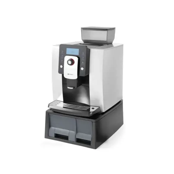 Aparat cafea automat, Hendi Profi Line, 1400 W, rasnita inclusa, negru, bauturi programabile: espresso, cafea lunga, cappuccino, latte, lapte cald, spuma de lapte, apa fierbinte, pompa 19 bari, 302x450x (H) 370 mm Disponibil imediat