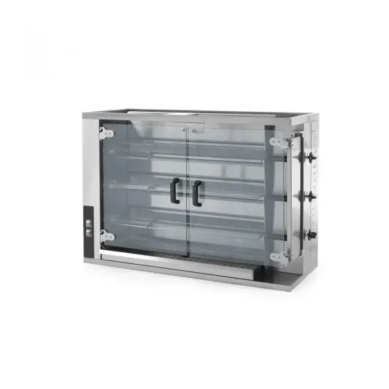 Plată securizată Rotisor gaz profesional pentru 12 - 15 pui 3 viteze de rotatie 1150x472x(H)795 mm Inox Hendi