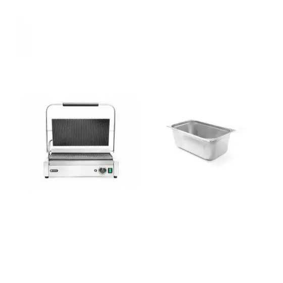 Contact grill Panini XL + Tavă GN 1/1 (200mm) Reducere extra