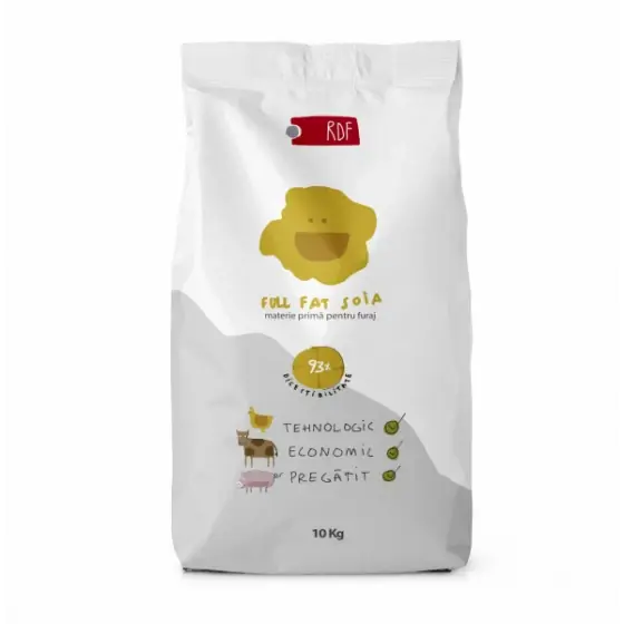 Pachet promotional Full fat de soia (faina de soia), pentru furajarea animalelor, proteina bruta minim 36,33 %,10 kg, RDF, 17 saci + 3 saci GRATIS Noutate