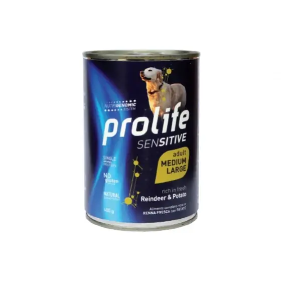 Hrana Umeda Pentru Caini Premium Prolife Dog Adult Medium/Large Sensitive Ren &Cartof Cv 400Gr Retur ușor