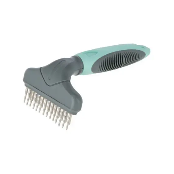 Ofertă specială Tesala Dubla Descalcire Par Pentru Caini Kerbl Turquoise/Grey 15X9Cm