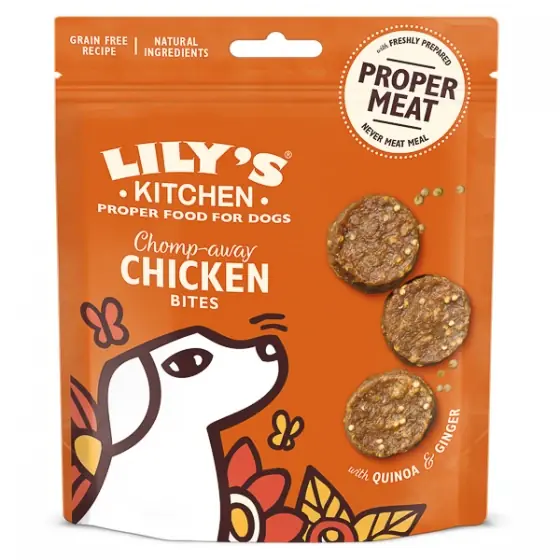 Livrare expres Lily's Kitchen Chomp-Away Chicken Bites Dog Treats 70 g