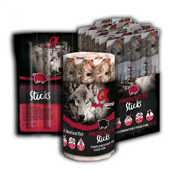 Sticks pentru câine Alpha Spirit, cu prosciutto, 16 buc Promoție