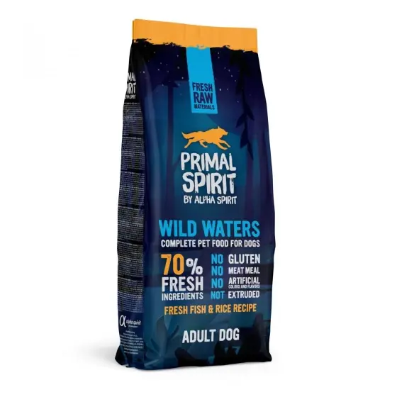 Preț redus Hrană uscată Premium pentru câine Primal Spirit, Wild Waters, cu pește și pui, 12 kg