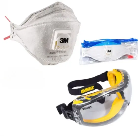 Plată securizată Semimasca 3M FFP3 cu supapa, set 10 buc + Ochelari DeWALT Concealer, 1 bucata